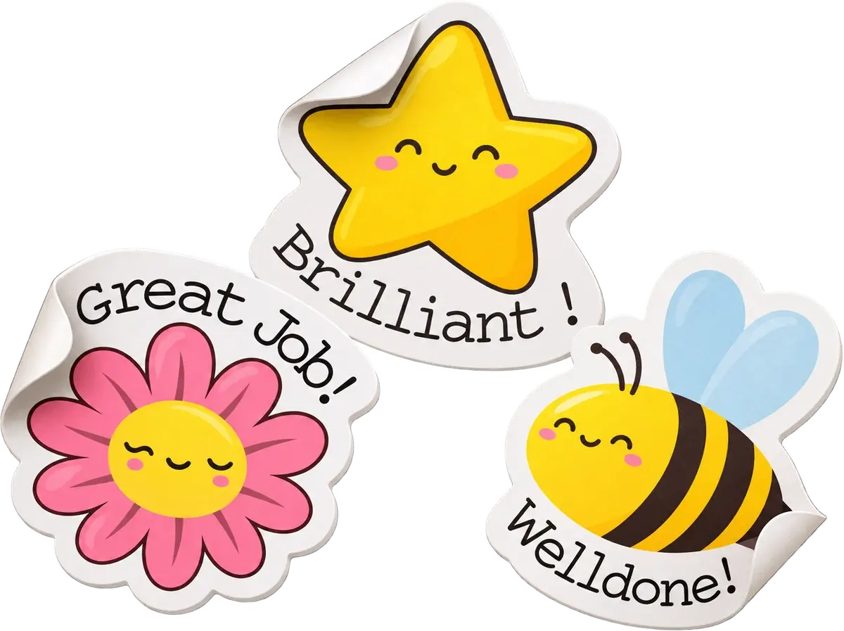 Reward sticker sheet, Great Job series, cut on a SigLoch XE-CUT