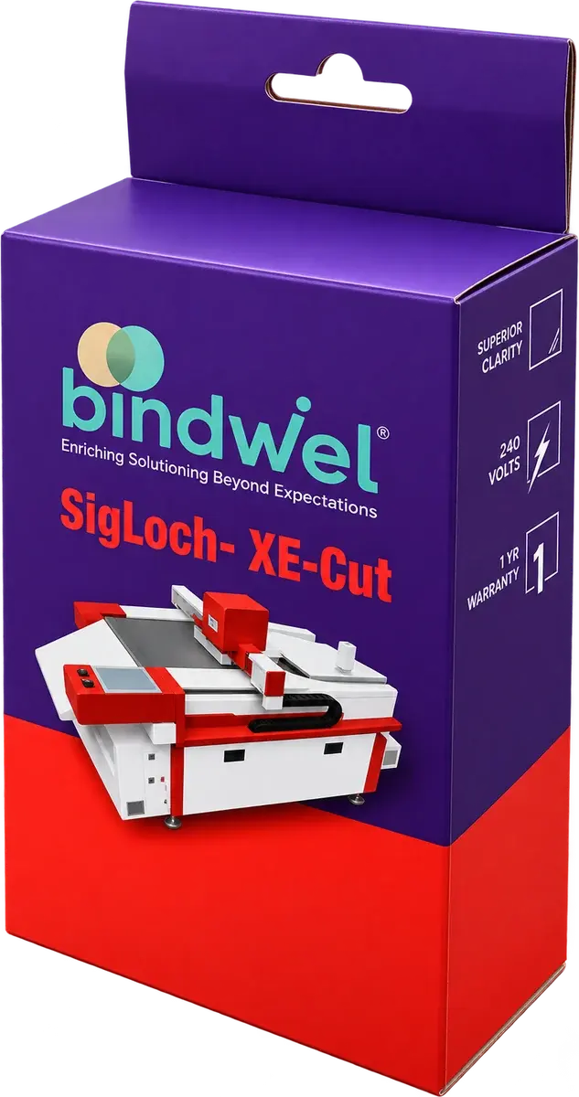 Branded product carton, tuck-in box, cut on a SigLoch XE-CUT